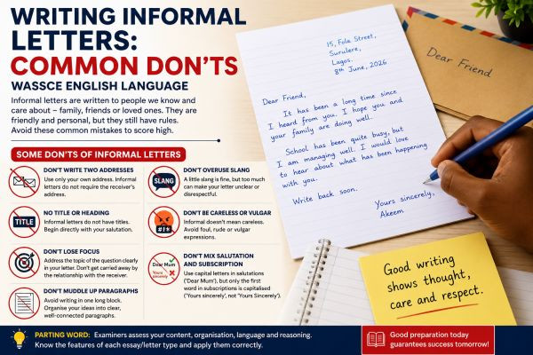 WASSCE: Akeem Lasisi Highlights Common Mistakes Candidates Make in Informal Letter Writing